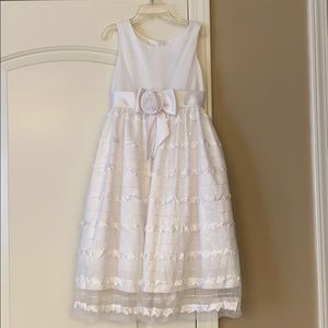 Girls white dress size 7  long tea length